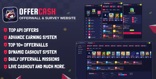 OfferCash offerwalls and survay website with Admin Panel